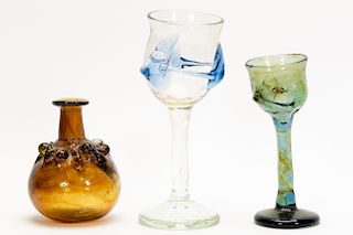 Group, Three Art Glass Pcs by Peter Bramhall,1970s