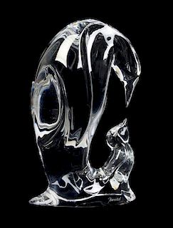 A Baccarat Glass Figural Group, Height 7 3/4 inches.