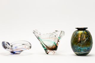 3 Pieces Studio Art Glass, Drew Smith/Verboeket