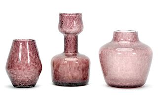 Group, 3 MCM Karcag Hungarian Art Glass Vases