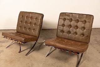 Pair of Mies Van Der Rohe Style Barcelona Chairs