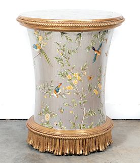 Designer Silver Leaf Chinoiserie Side Table