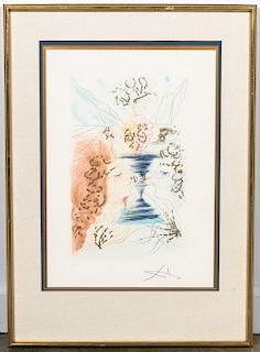 Dali, "Kiss Mee with the Kisses..." Signed Etching