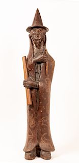 Paul Domville, "Astrologer" Carved Wood Sculpture