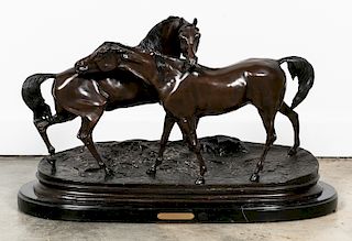 After P.J. Mene, Equine Bronze of Two Horses