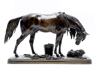 Henri-Alfred Jacquemart Bronze Horse Sculpture