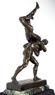 Les Lutteurs Bronze by Francois Marius Laugier