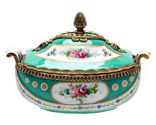 20th C. Sevres Style Gilt Mounted Inkwell