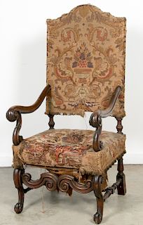 19th Century French Tapestry Fauteuil