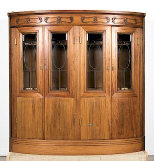 Transitional Art Nouveau Bow front Cabinet
