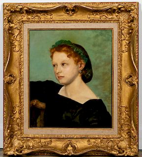 19th C Portrait of Berthe Perret, Signed A. Renoir