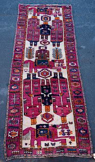 Hand Woven Qashqai Rug or Carpet, 4' 6" x 13' 4"