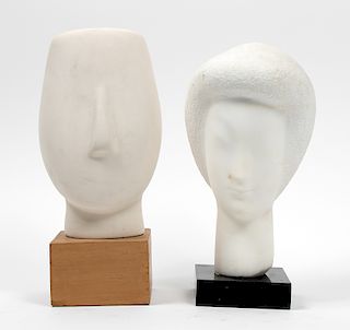 Two Modernist Head Sculptures on Bases