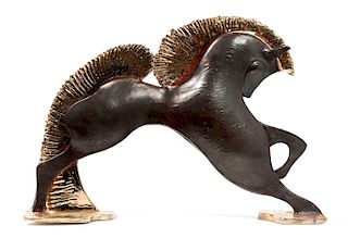 Mid Century Modern Etruscan Style Horse Sculpture
