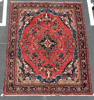 Hand Woven Hamedan Rug or Carpet, 7' 1" x 10' 2"