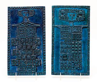 Pair, MCM Figural Wall Plaques or Tiles