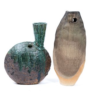 Leonora Morrow, Two MCM Pottery Vases