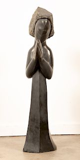 N. Sha, Modern Solid Stone Praying Figure