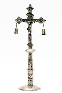 Peruvian Silver Crucifix on Stand
