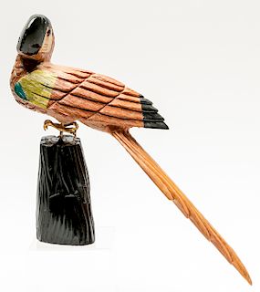 Hand Carved Multi-Stone Parrot Figure