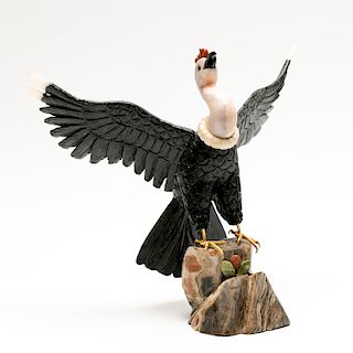 Hand Carved Multi-Stone Condor Bird Figure