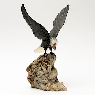Hand Carved Multi-Stone Bald Eagle Figure