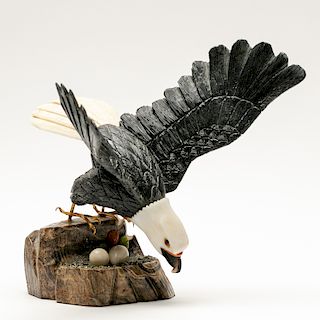 Hand Carved Multi-Stone Bald Eagle