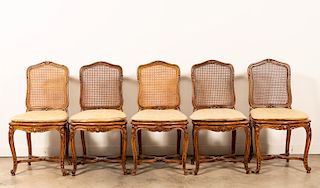 Set 5, French Walnut Louis XV Style Side Chairs