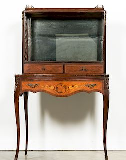 Louis XV Style Marquetry Desk with Mirror