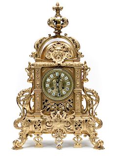 French Gilt Bronze Mantel Clock, Late 19th Century