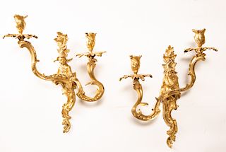 Pair, Louis XV Bronze Chinoiserie Wall Sconces