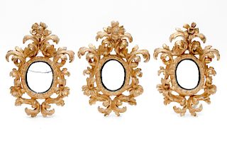 Three Baroque Style Giltwood Oval Frames