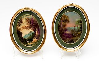 Two Diminutive Italian Oval Landscape Scenes