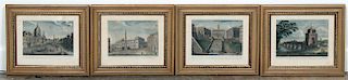 4 Handcolored Engravings of Rome After Cottafavi