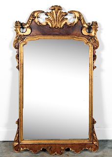 Labarge Italian Gilt Accented Burl Wood Mirror