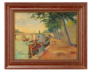 Christensen "Fishing on the Canal", Signed