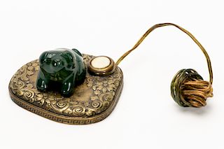 Early 20th Century Jade & Brass Call Button