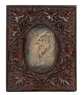Relief Wood Carving in Black Forest Frame