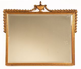 Neoclassical Giltwood Mirror w/ Urn Motif Finial