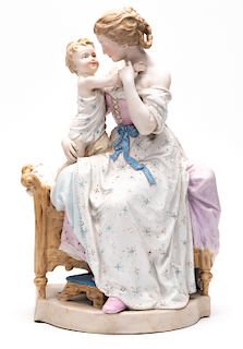 KPM Porcelain Figure of Seated Woman & Child