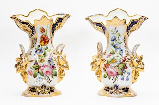 Pair of Old Paris Porcelain Gilt Vases
