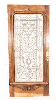 Leaded Glass & Carved Oak Door
