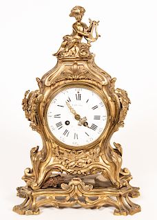 French Gilt Bronze Clock w/ Puto Finial