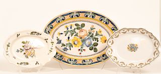 Group, Three 19th C. French Faience Platters