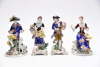 2pr, 19th C. English Porcelain Figurines, Chelsea