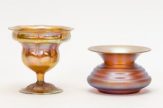Two Iridescent Glass Vases Tiffany & WMF