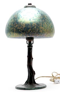 Iridescent Dome Shade Table Lamp, Bronze Base