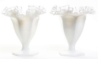 A Pair of Victorian Glass Vases, Height 6 1/4 inches.
