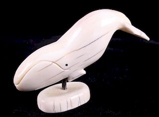 Signed Inuit Humpback Whale Walrus Tusk Carving