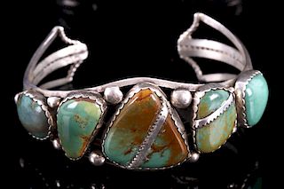 Navajo Royston Turquoise & Silver Bracelet